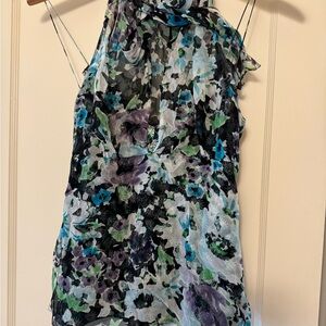 Elle Tahari (no brand tag) silk double layer Floral Chiffon Halter Top. Stunning